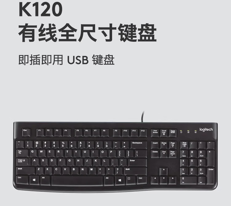 罗技（Logitech）K120 键盘